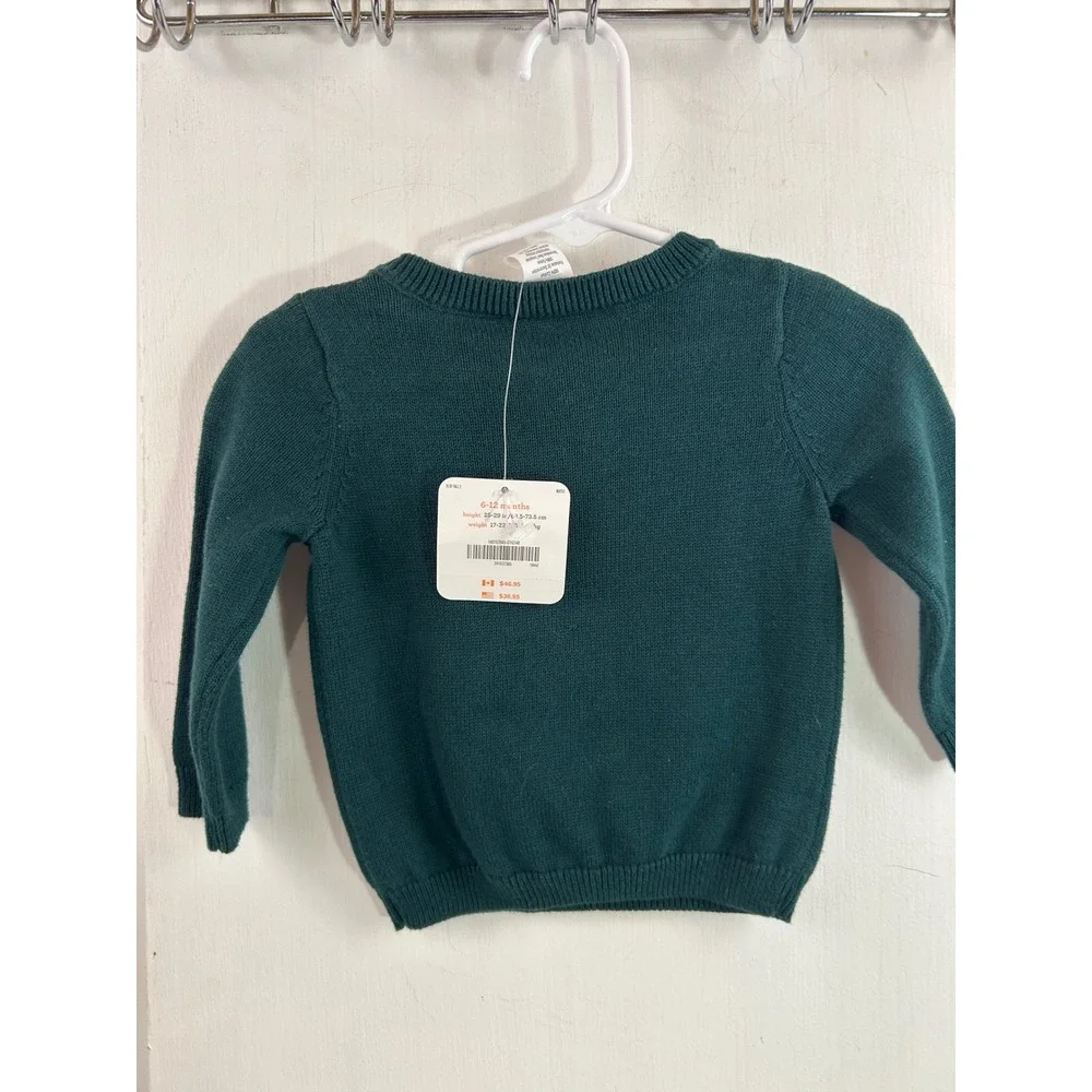 Gymboree Horse Sweater 6-12 Months Green Horseshoe Floral Knit Baby Girls